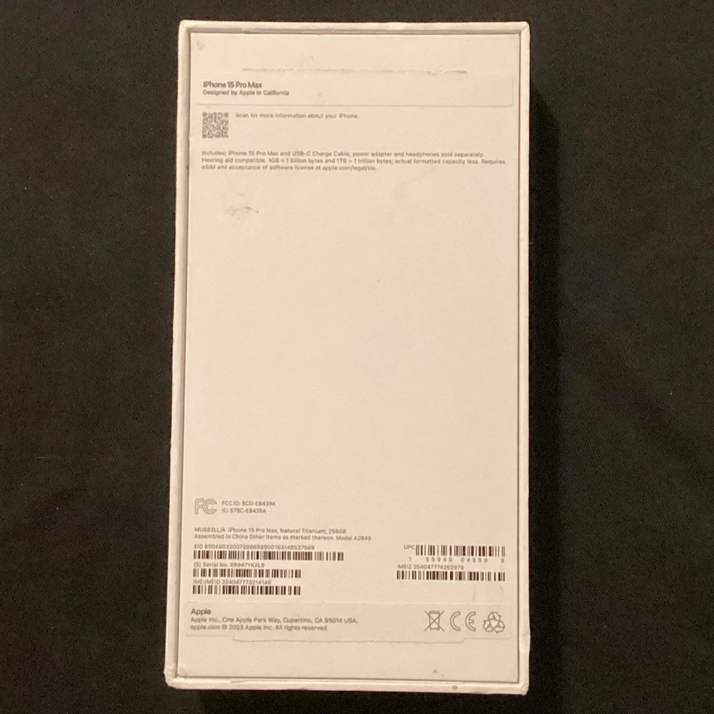 Apple iPhone 15 Pro Max - BOX ONLY (no phone!!!)
